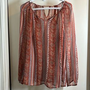 Lucky brand sheer long sleeve shirt. Size M orange